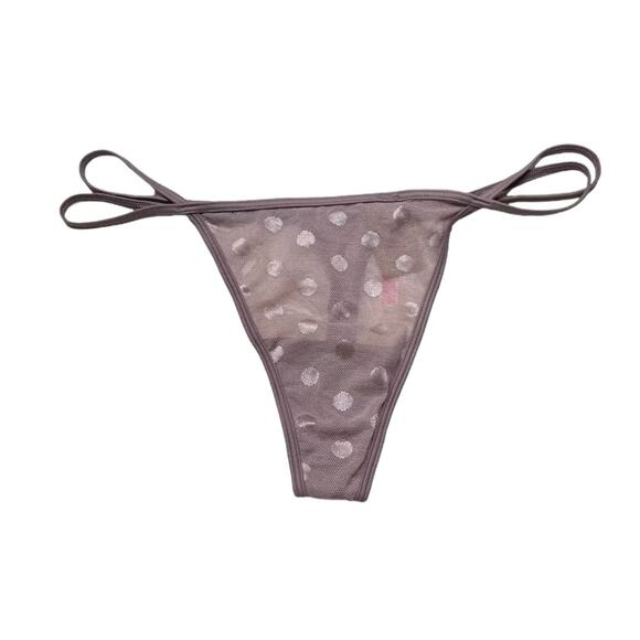 PINK Victoria's Secret Other - Victoria’s Secret Dot Mesh Thong Panty Iced Coffee Size Large
